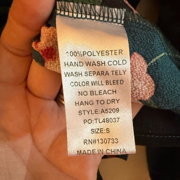 Umgee Teal Floral Tie-Front Blouse Sz.S - Picture 5 of 6